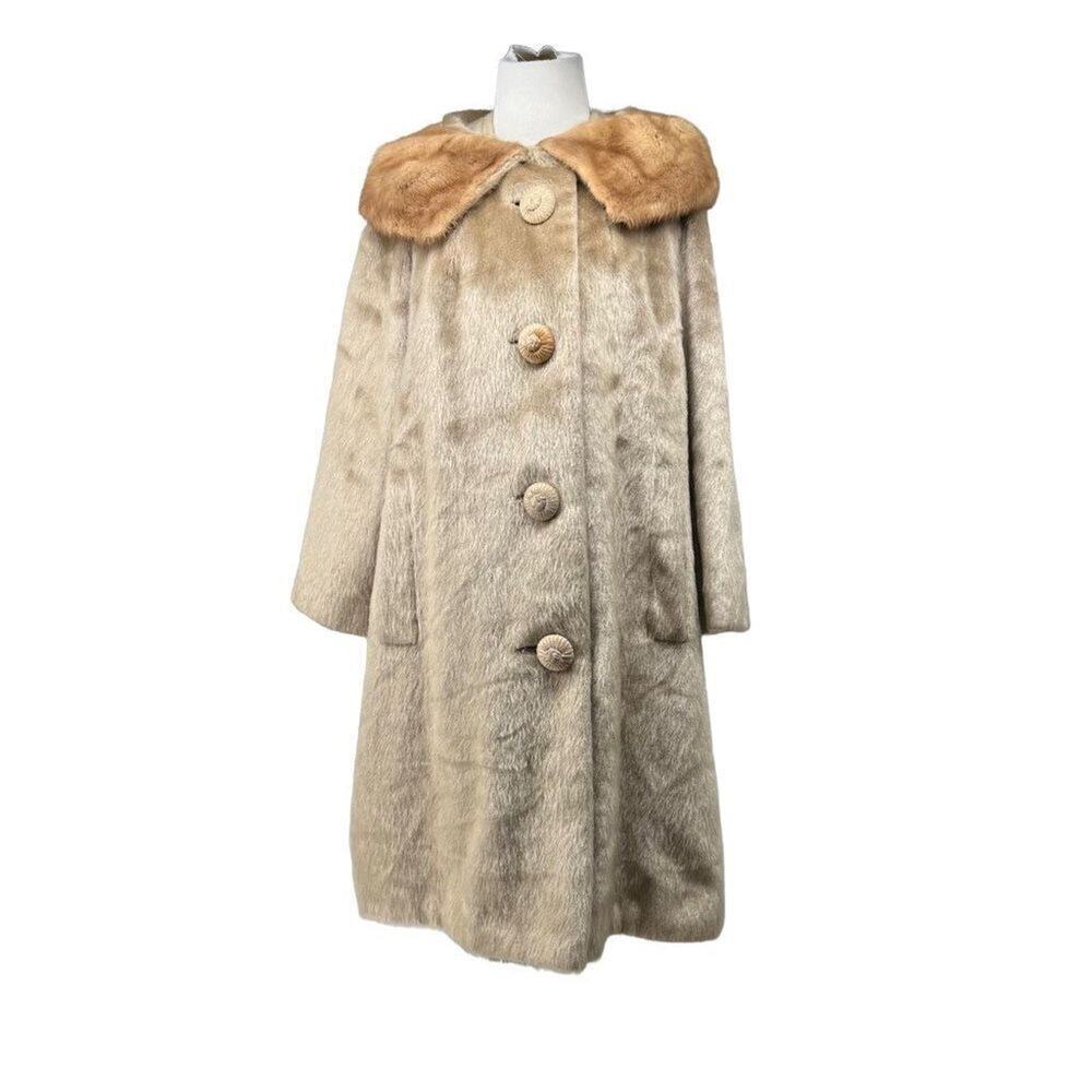 Vintage Brazotta Faux Fur Long Button Closure Coat
